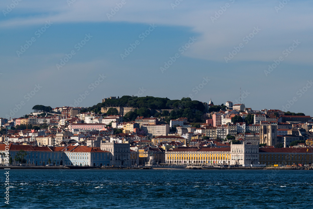 View of the skyline of the downtown of the city of Lisbon, in Portugal, Europe