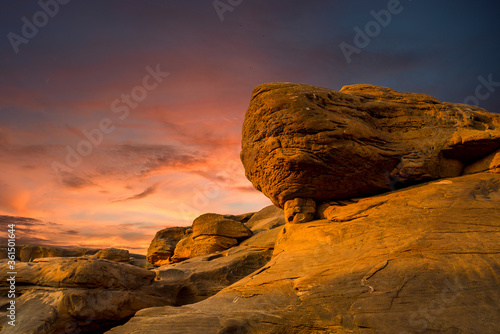 Three thousand waving the rocks beneath the Mekong river. Natural sandstone group Eroded through time for thousands of years.  Ubon Ratchathani  Thailand.