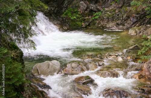 Wodogrzmoty Mickiewicza waterfall in Tatra mountains on Roztoka Stream  Poland.