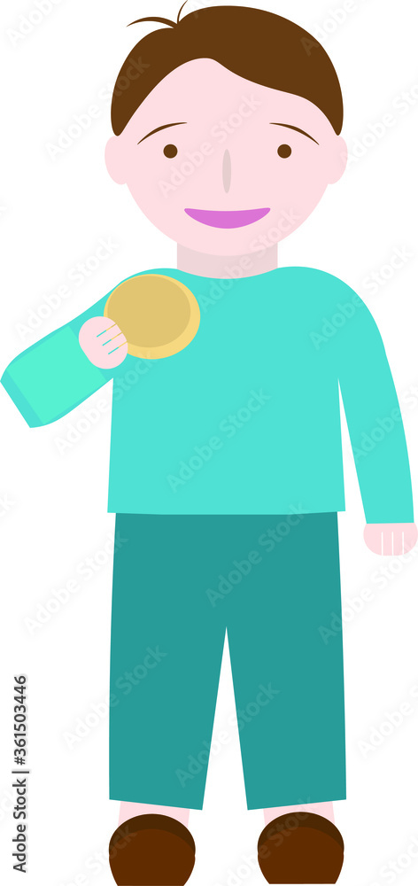 boy smiling and eating cookies in right hand boy smiling and eating cookies in right hand