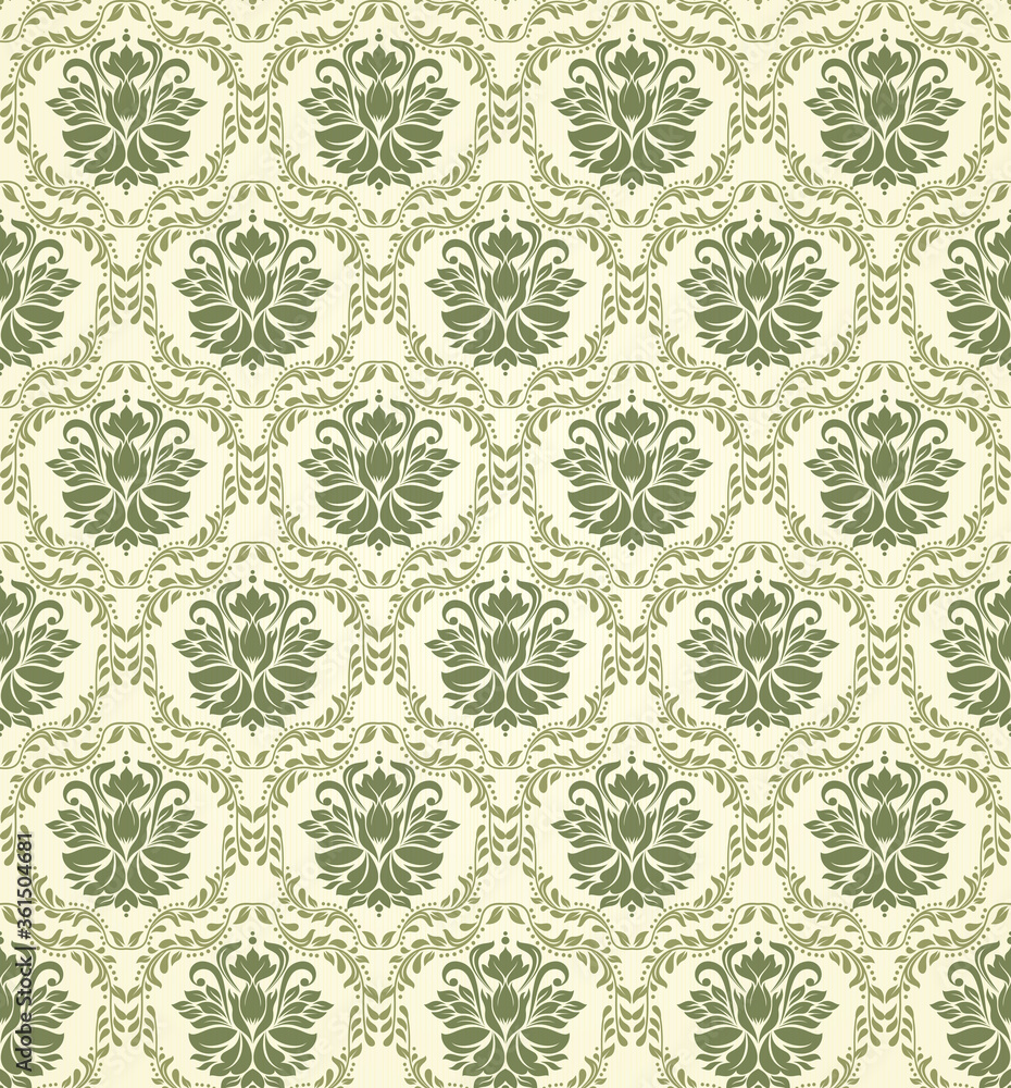Fototapeta premium Seamless damask wallpaper. Seamless vintage pattern in Victorian style . Hand drawn floral pattern. Vector illustration