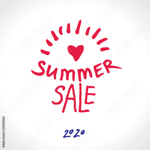 Summer Sale. Lettering poster for seasonal sale. Hand drawn conceptual logo.
