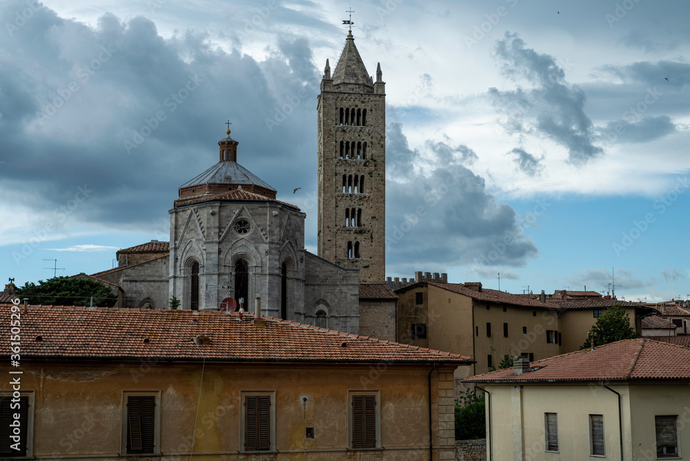 Beautiful view of Massa Marittima, a small medieval town in the Tuscany countryside