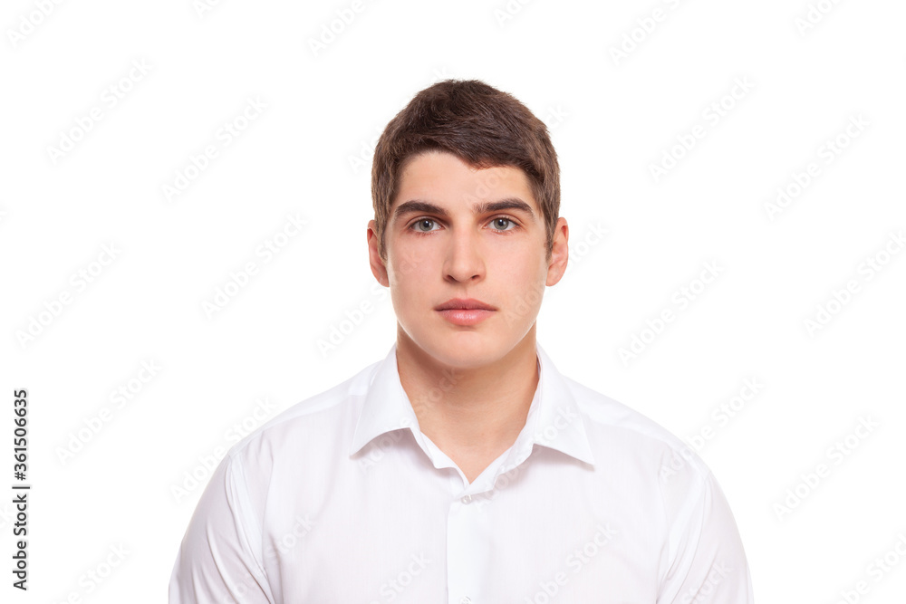 Portrait of a young guy in a white shirt. Portrait of a young guy in a white shirt.