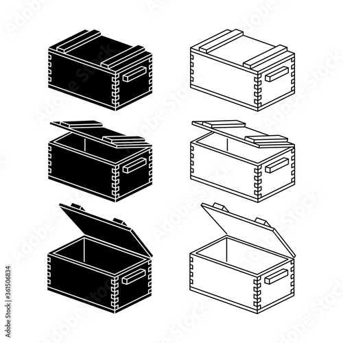 Ammunition open and closed box vector