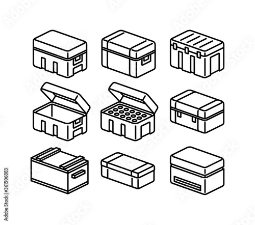 Resource Ammunition Inventory Boxes Vector Line Icons