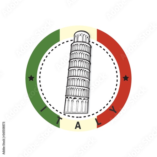 Leaning tower of pisa label