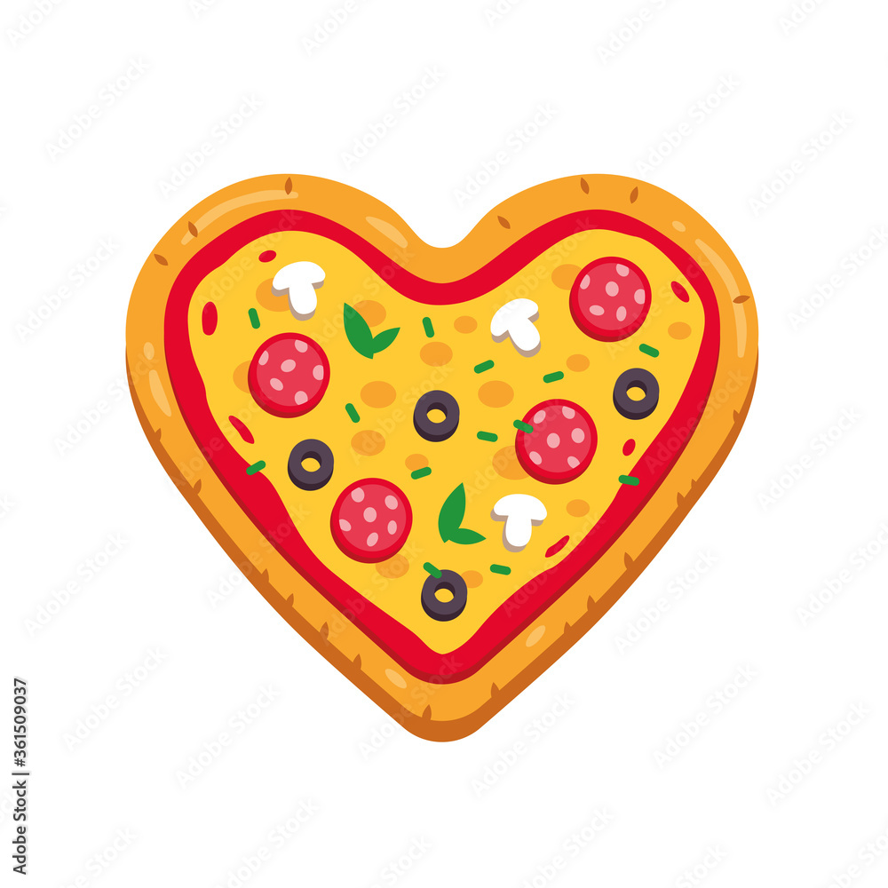 Vector Pizza Love Cartoon Illustration Logo Design Vector Pizza Love Cartoon Illustration Logo Design