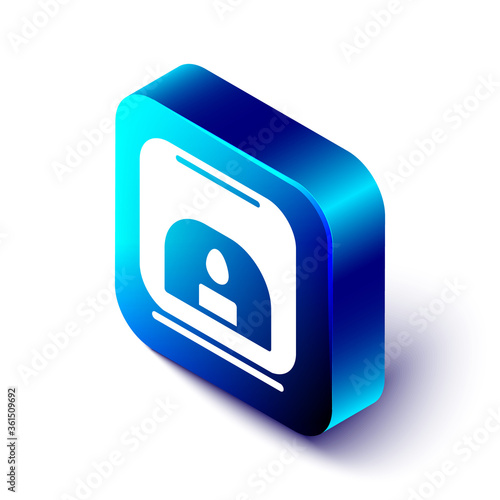 Isometric Aroma lamp icon isolated on white background. Blue square button. Vector Illustration.