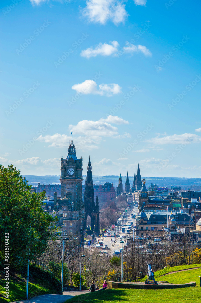 view of Edinburgh, Princes Street from Calton Hill