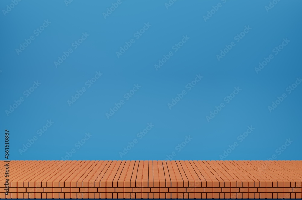 Red Brick Block Floor,3D Render .Isolate on blue background. Red Brick Block Floor,3D Render .Isolate on blue background.