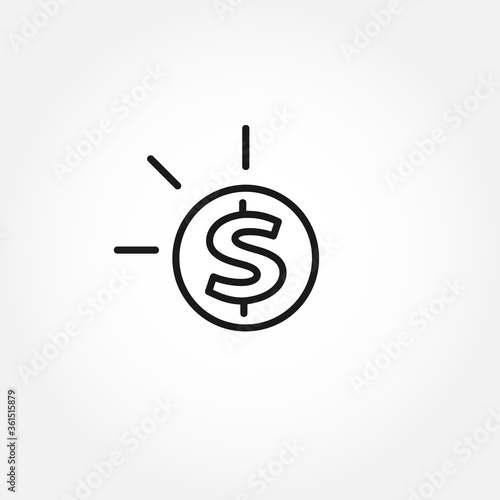 coin line icon. cent line icon on white background