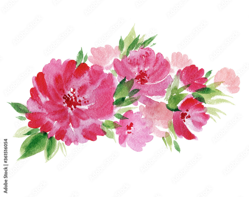 Summer bouquet of flowers. Pink peonies branch. Invitation for Mother's Day, wedding, birthday, Easter, Valentine's Day. Summer bouquet of flowers. Pink peonies branch. Invitation for Mother's Day, wedding, birthday, Easter, Valentine's Day.
