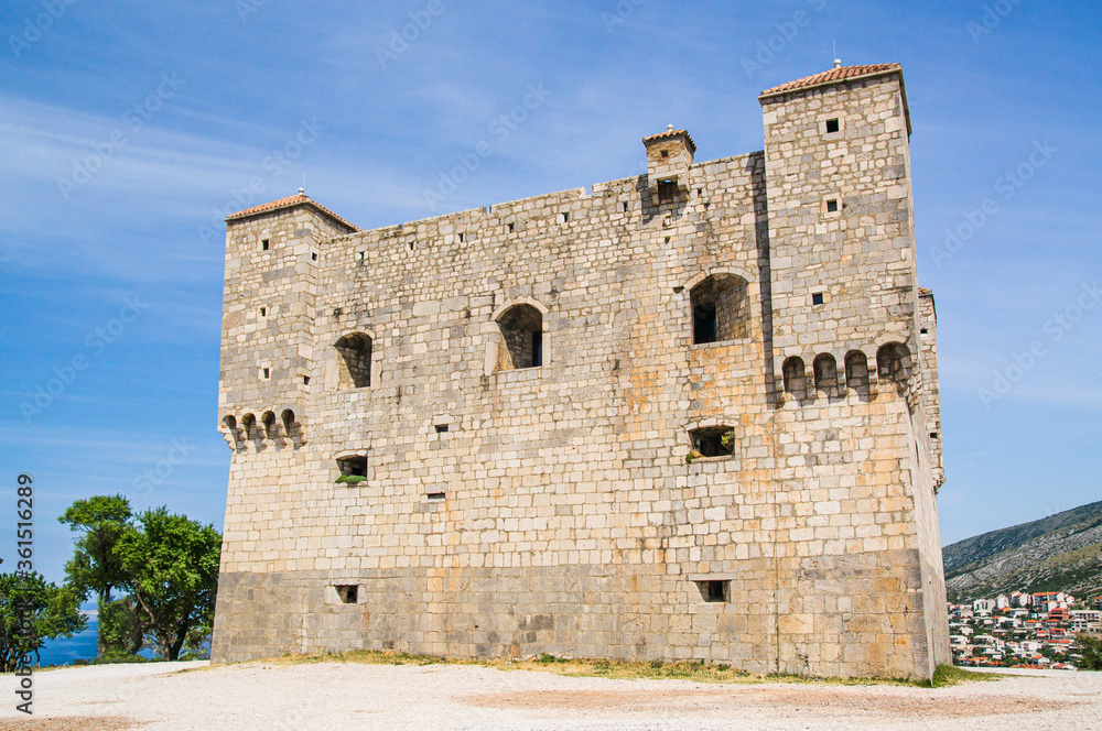 Long shot of Nehaj fortress above the city of Senj in Croatia.