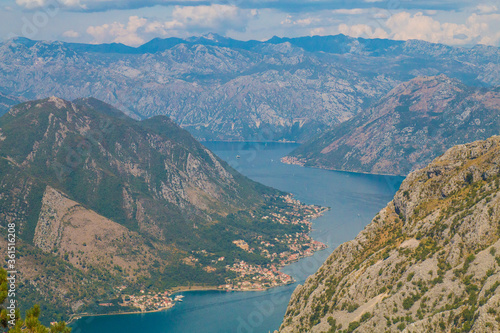 Lanscape and frame about all mountains and nature around kotor. Bay of Kotor is is the winding bay of the Adriatic Sea in southwestern Montenegro. Kotor is part of UNESCO. © Martina