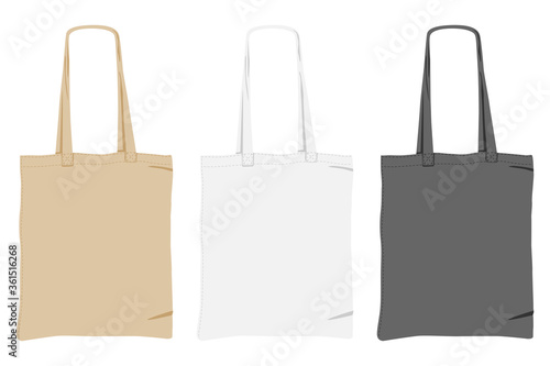 Canvas bag vector mock up set isolated on a white background.