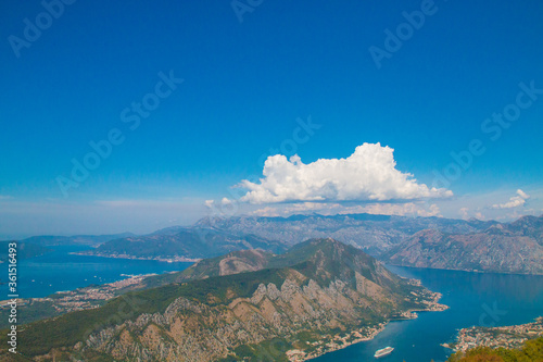 Lanscape and frame about all mountains and nature around kotor. Bay of Kotor is is the winding bay of the Adriatic Sea in southwestern Montenegro. Kotor is part of UNESCO.