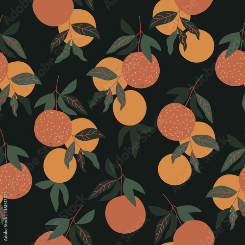 Seamless vector pattern with decorative image of orange fruit for your projects