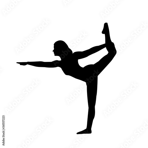 Silhouette of yoga asana. The pose of Nataraja, dancing Shiva. Flexible woman practices yoga © Ольга Фурманюк