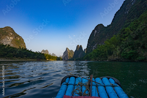 Yangshuo River Li bamboo rafts most scenic part  photo