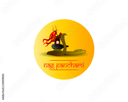 vector illustration for Indian festival nag panchami with text means nag panchami photo