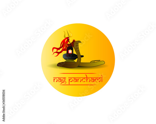 vector illustration for Indian festival nag panchami with text means nag panchami