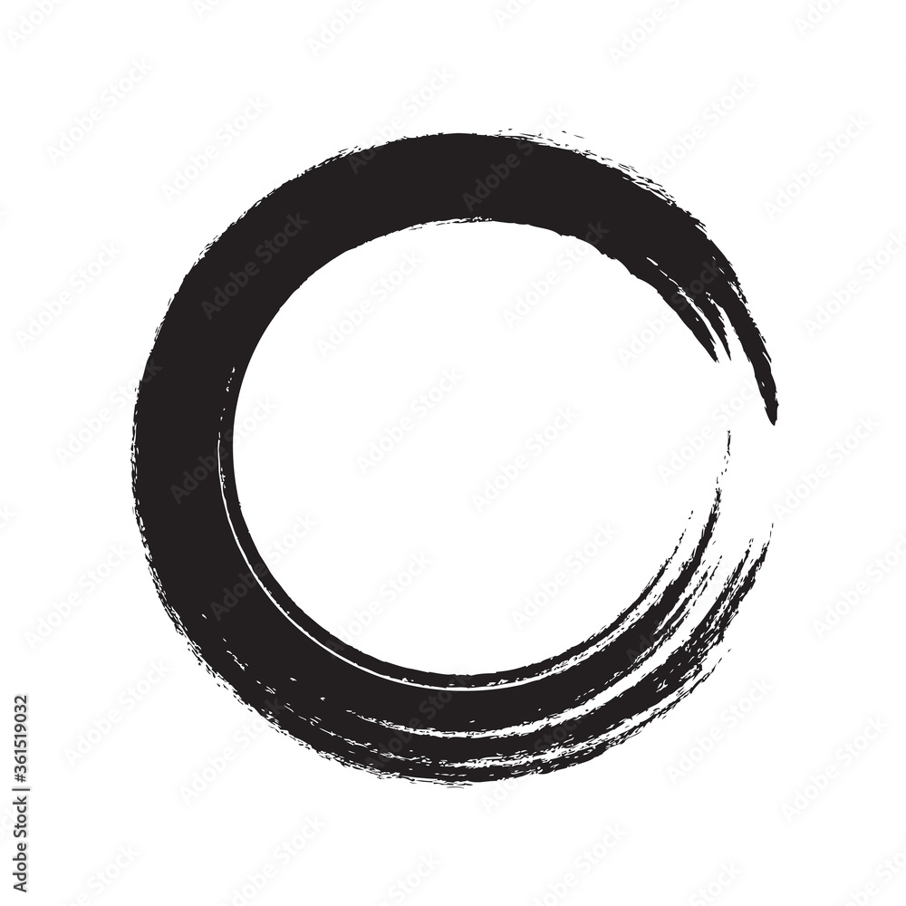Circle brush stroke vector isolated on white background. Black enso zen circle brush stroke.For round stamp, seal, ink and paintbrush design template.Grunge hand drawn circle shape,vector illustration Circle brush stroke vector isolated on white background. Black enso zen circle brush stroke.For round stamp, seal, ink and paintbrush design template.Grunge hand drawn circle shape,vector illustration