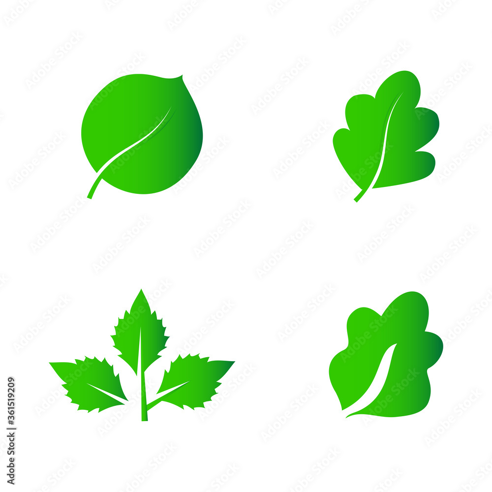 Abstract leaf icon set isolated on white background. Collection of leaf icons for symbol, logo, sign, label and app. Creative art concept. Vector illustration, flat leaves Abstract leaf icon set isolated on white background. Collection of leaf icons for symbol, logo, sign, label and app. Creative art concept. Vector illustration, flat leaves