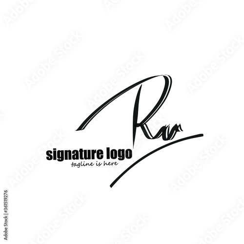 Rv initial letter handwriting and signature logo