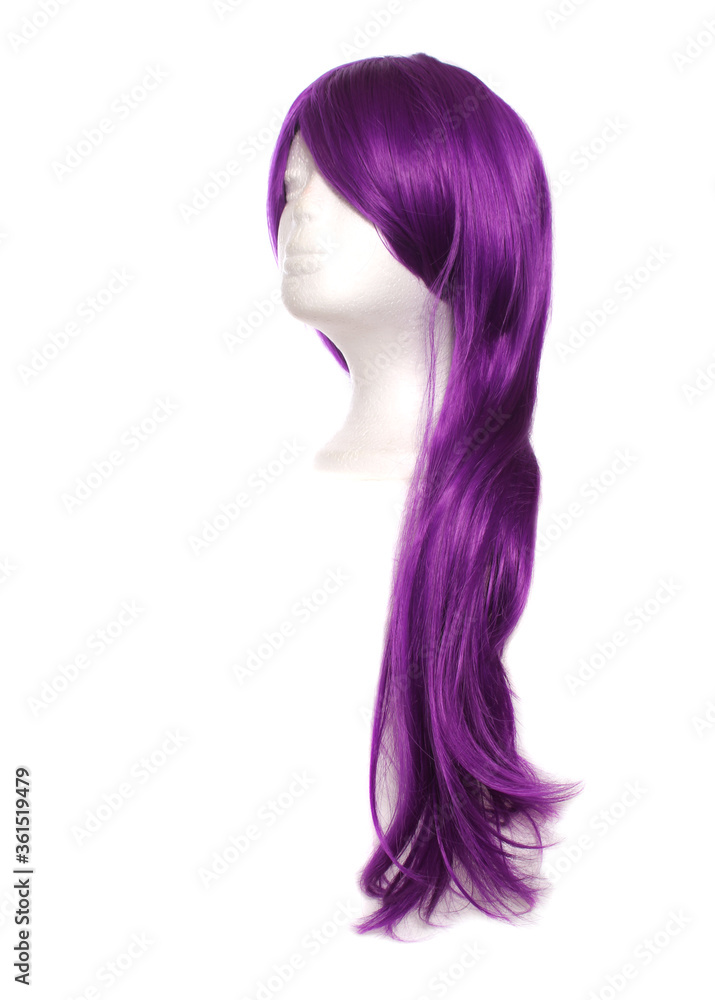 Naklejka premium Purple Anime Style Wig on White Background