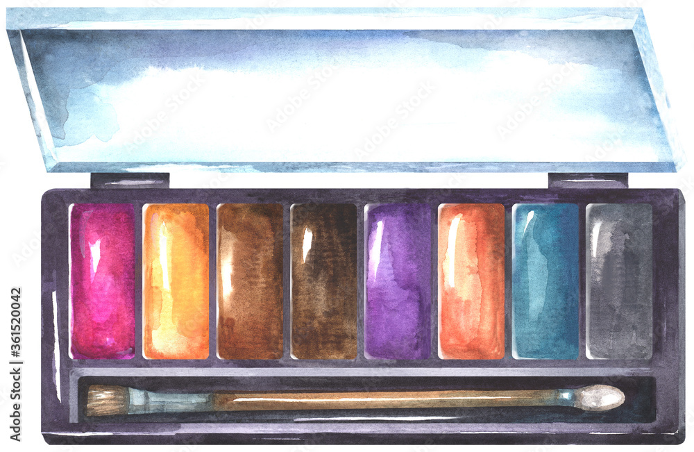 Eye shadow palette painted in watercolor Eye shadow palette painted in watercolor