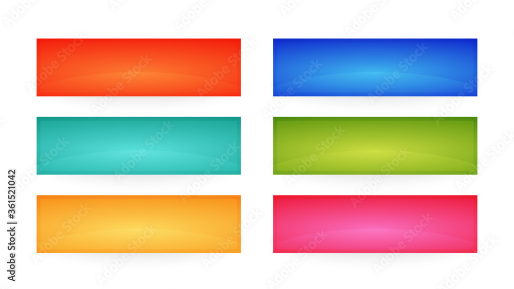 Set of six modern colorful buttons Set of six modern colorful buttons