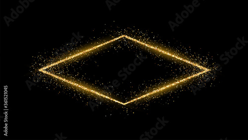 Golden rhombus frame with glitter