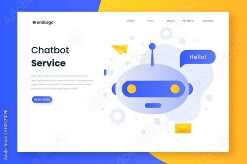 Chatbot robot communication landing page. Illustration for websites, landing pages, mobile applications, posters and banners.