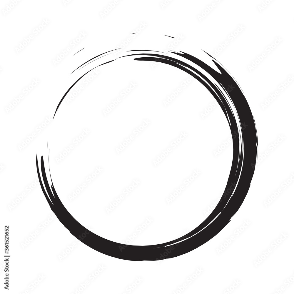 Circle brush stroke vector isolated on white background. Black enso zen circle  brush stroke.For round stamp, seal, ink and paintbrush design  template.Grunge hand drawn circle shape,vector illustration Stock Vector |  Adobe Stock