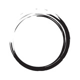 Circle brush stroke vector isolated on white background. Black enso zen circle brush stroke.For round stamp, seal, ink and paintbrush design template.Grunge hand drawn circle shape,vector illustration