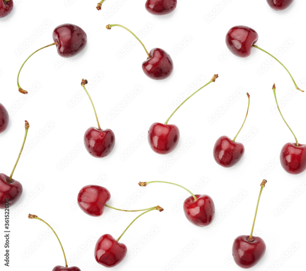 whole ripe red juicy sweet cherries isolated on a white background whole ripe red juicy sweet cherries isolated on a white background