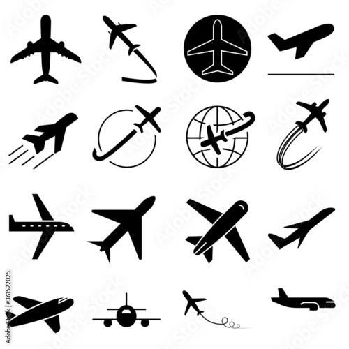 Plane icon vector set. aviation illustration sign collection. travel symbol. aircraft logo.