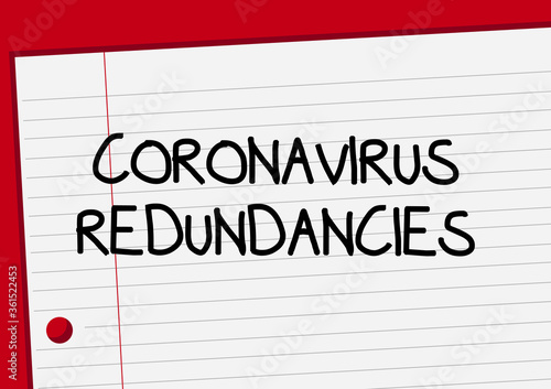 Coronavirus redundancies handwriting on lined paper vector
