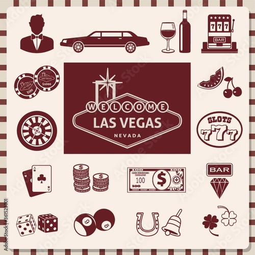 Set of las vegas icons
