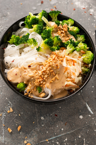 Ramen Rice Noodles with Vegetables and Nuts. Clean Eating Recipe