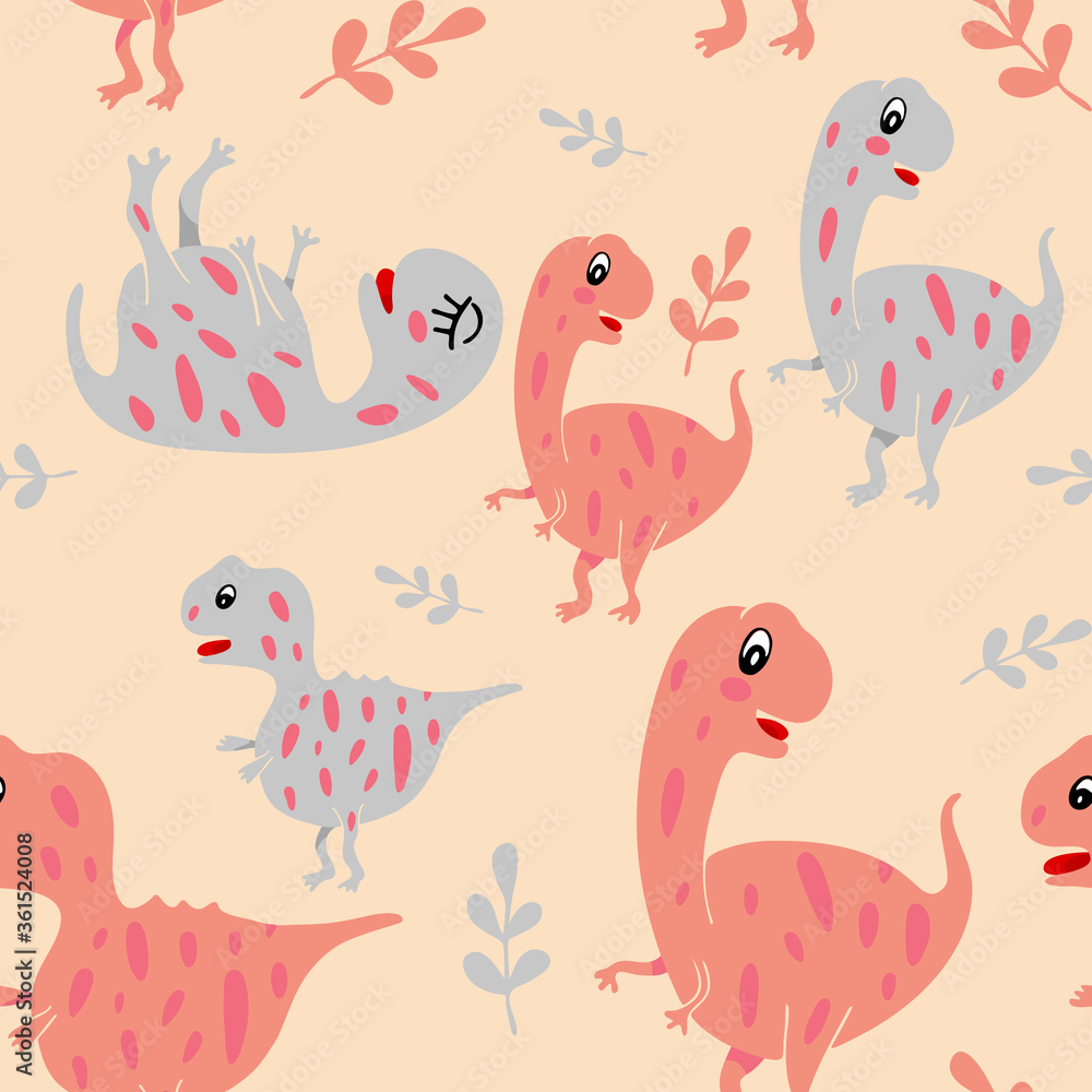 Seamless pattern with dinosaurs. Paper and Textile design