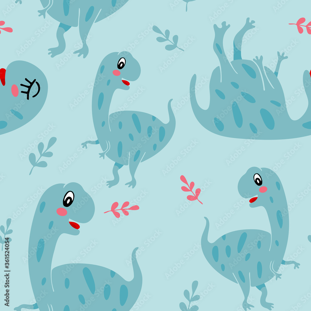 Fototapeta premium Seamless pattern with dinosaurs. Paper and Textile design