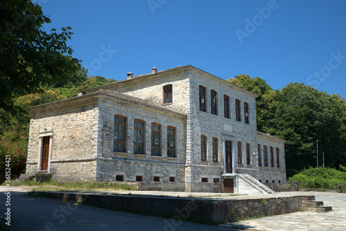 Greece, Pelion mountain, Tsagarada city, traditional building, built with stones.school © ACHILLEFS