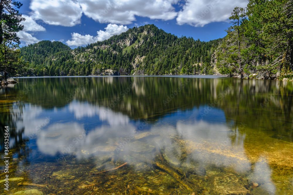 Beautiful reflections of a mountain on the beautiful lake.
