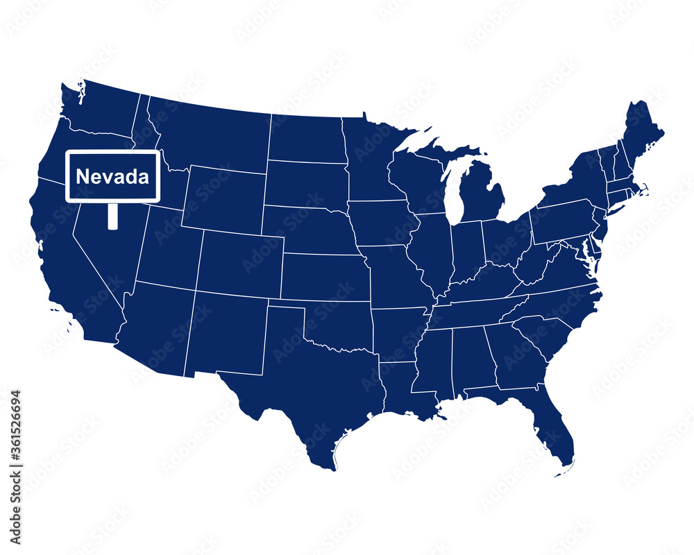 Der Bundesstaat Nevada mit Straßenschild