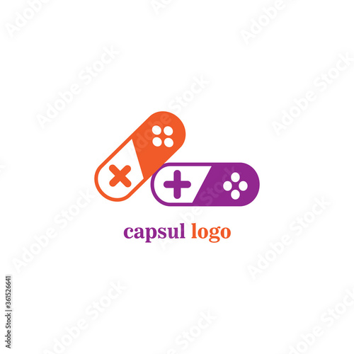 capsule illustration in colorful and white vector icon design game