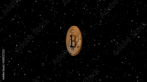 Bit coin cryptocurrency footage. On line banking concept. Cloud payment.Golden Bitcoins with light background. New virtual money on internet.