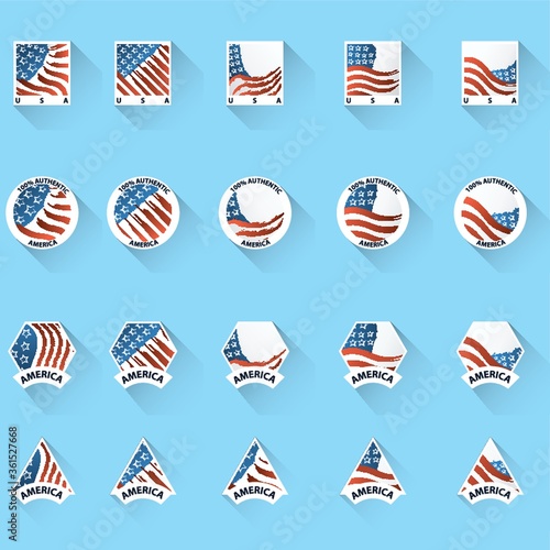 Set of american stickers icons
