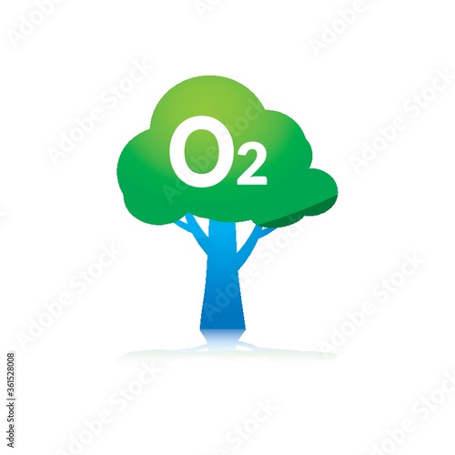 Tree with oxygen symbol
